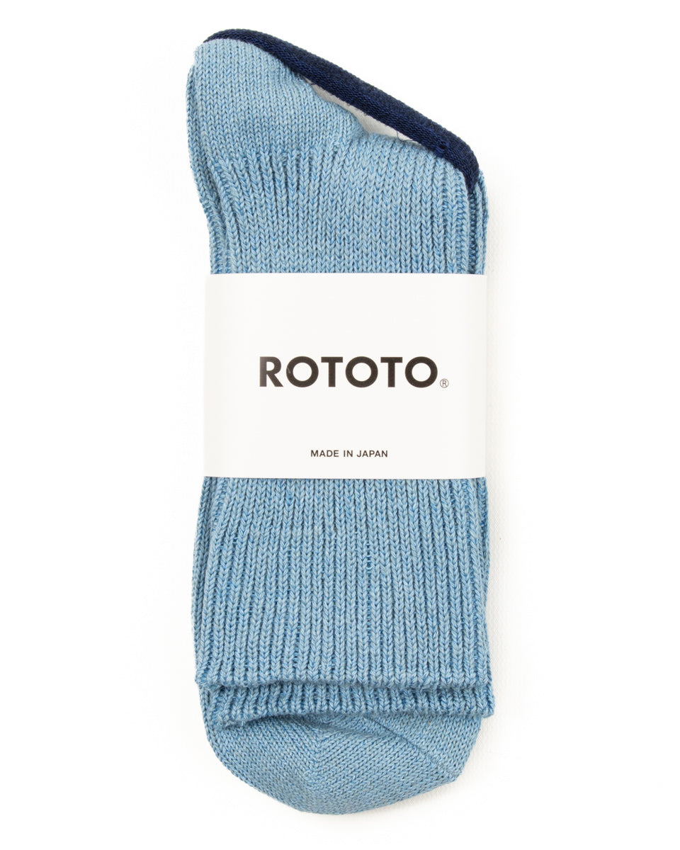 RoToTo Washi/Recycle Cotton Rib Socks - Sax - Standard & Strange