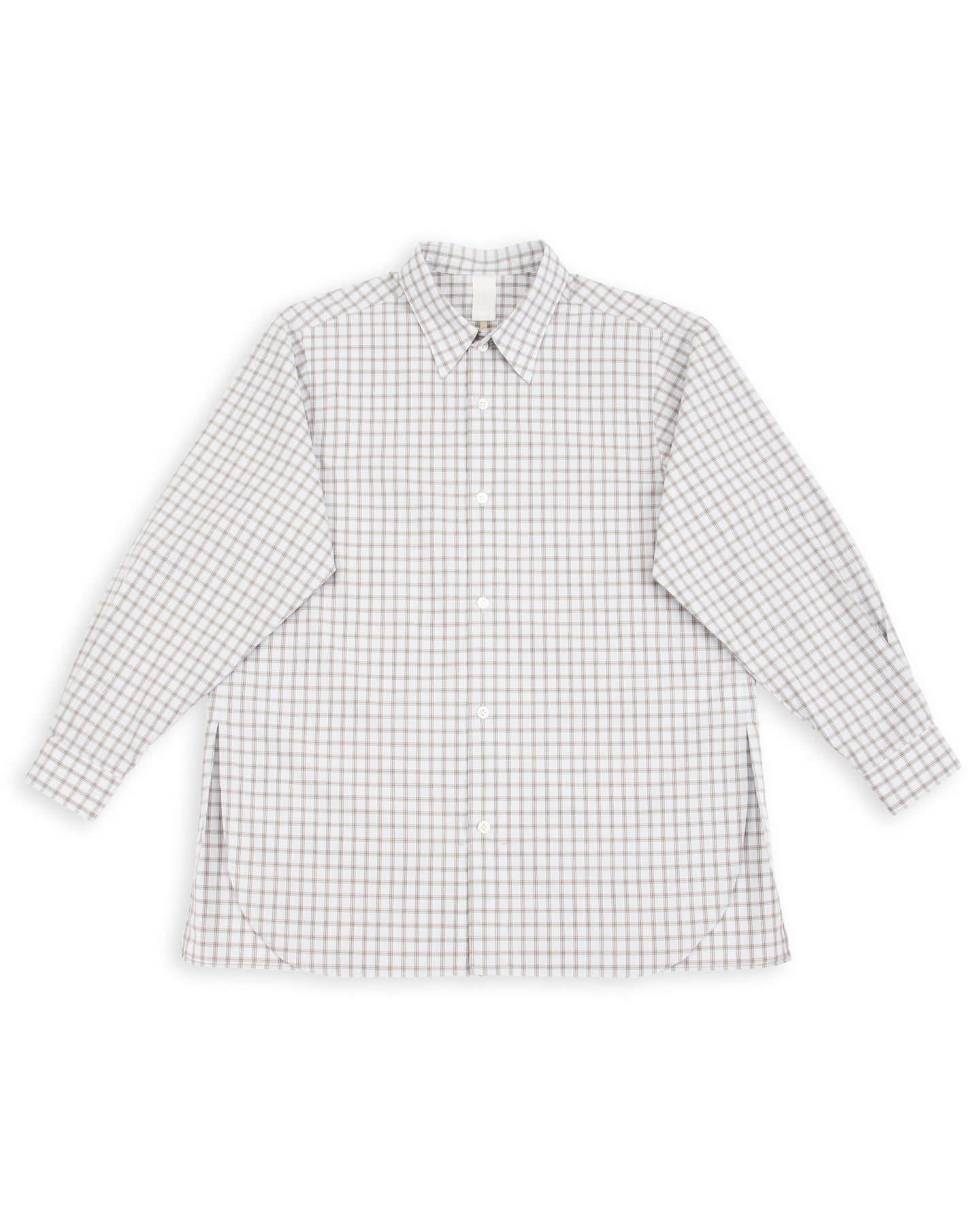 Senui Sally Side Slit Shirt - Green/Gray OG Typewriter Check 38/OS - Standard & Strange