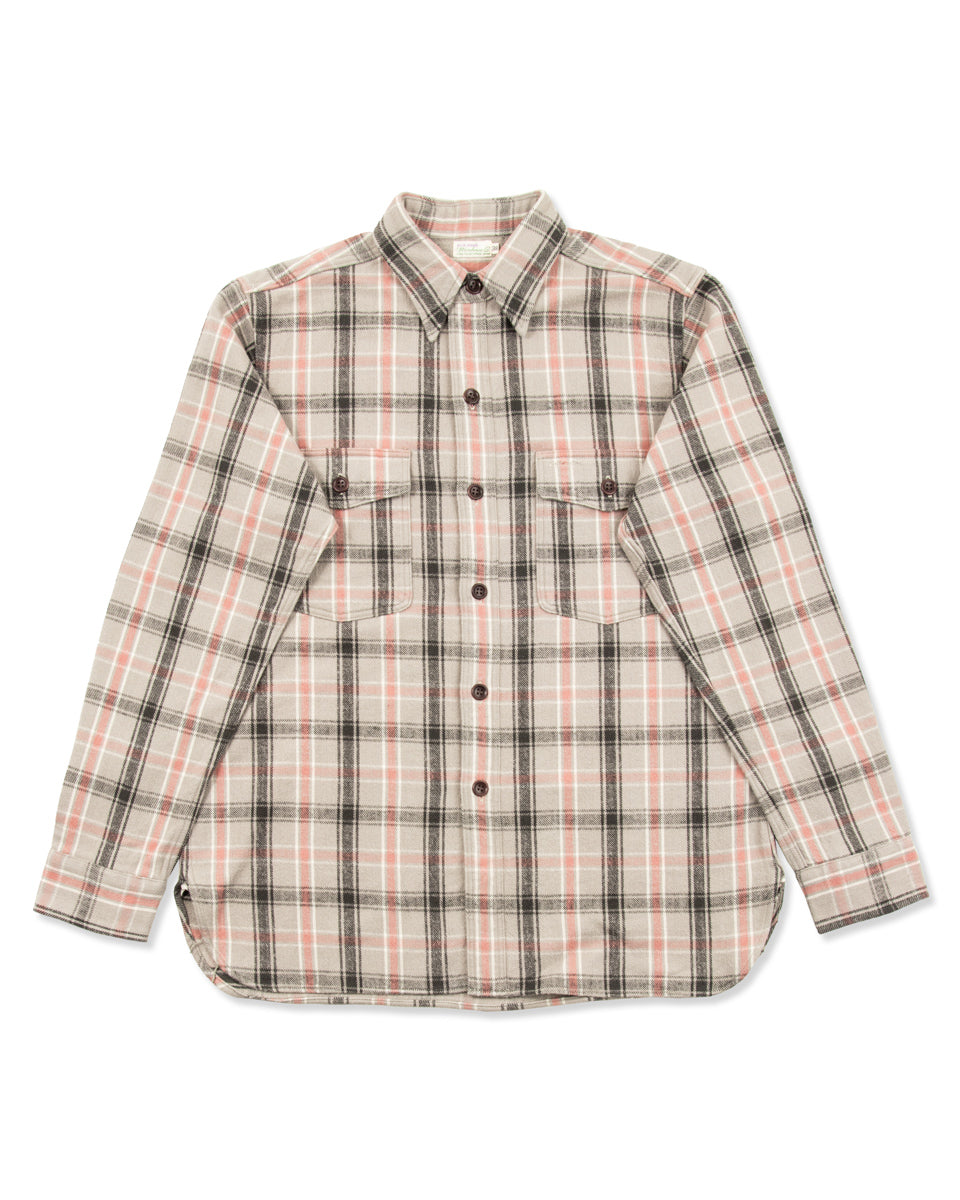 Warehouse Flannel Shirt with Chinstrap - Grey O/W - Standard & Strange