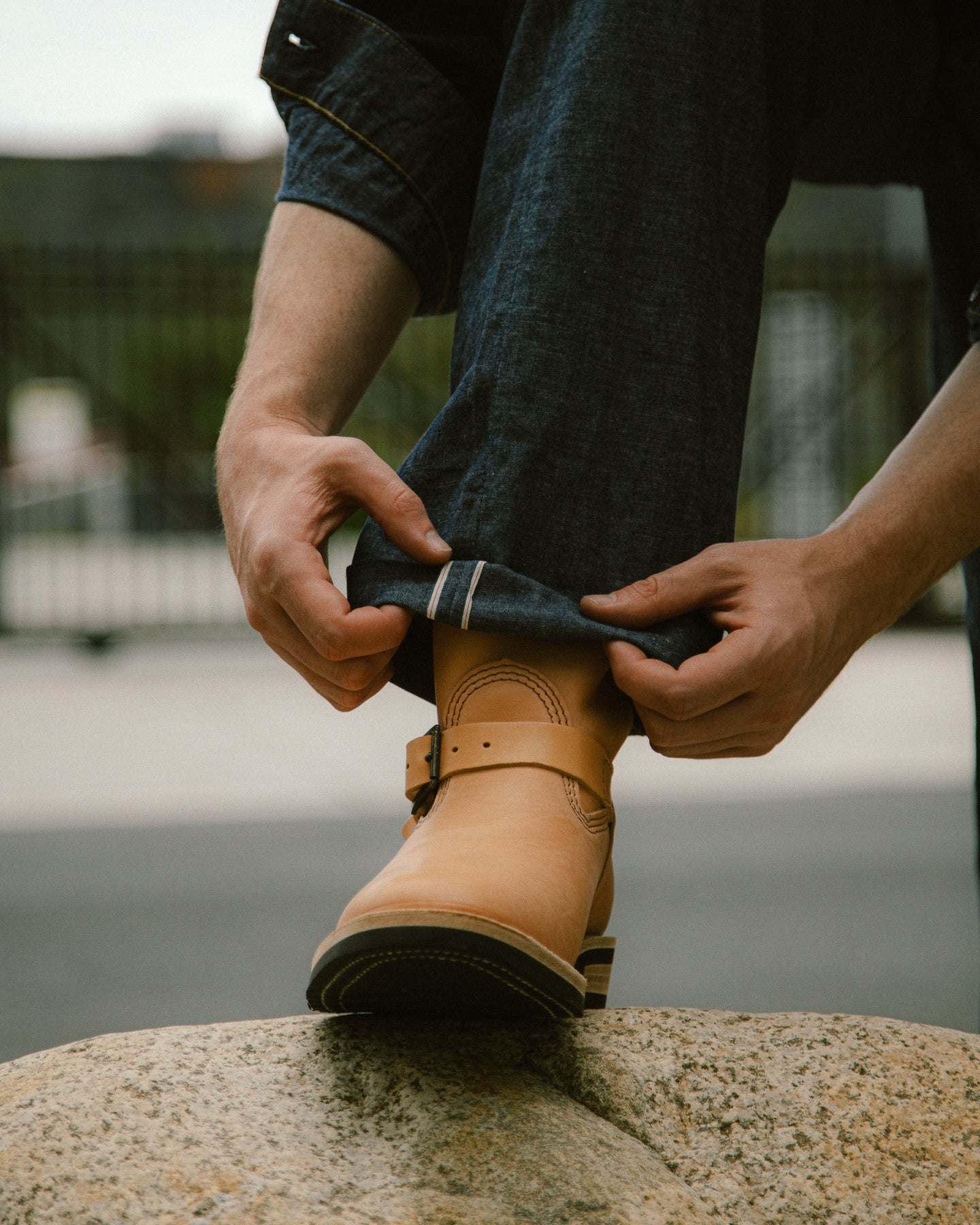 S&S x Wesco Van Cleef III Veg Tan Engineer Boot
