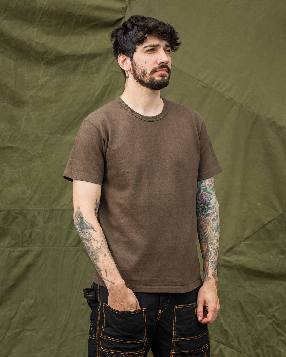 Wonder Looper Double Heavyweight Crewneck T-shirt - Khaki Green - Standard & Strange