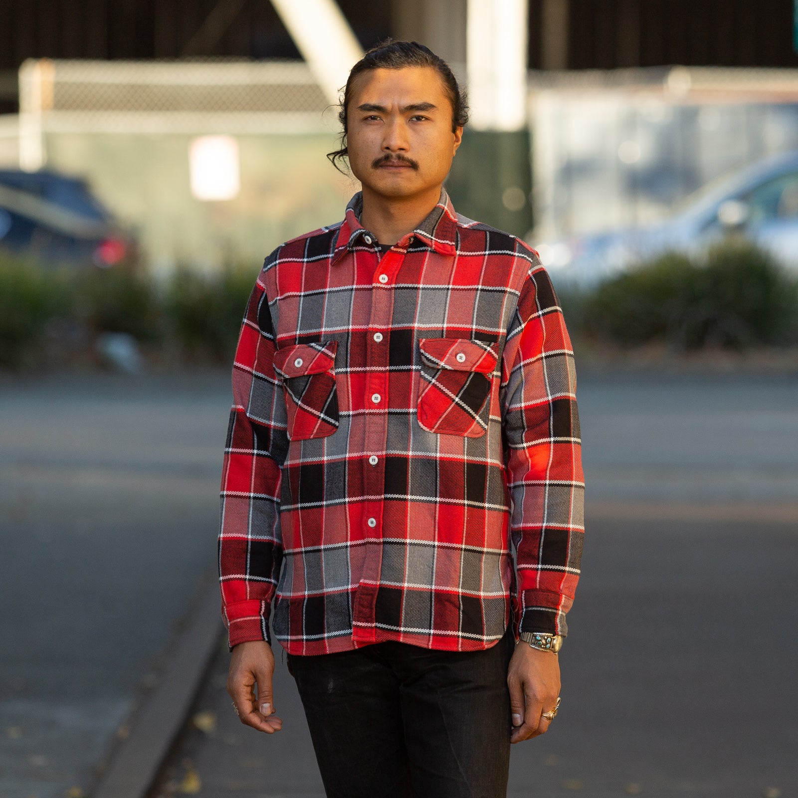 The Real McCoy's 8HU Napped Flannel Shirt / Tongass Plaid - Red - Standard & Strange