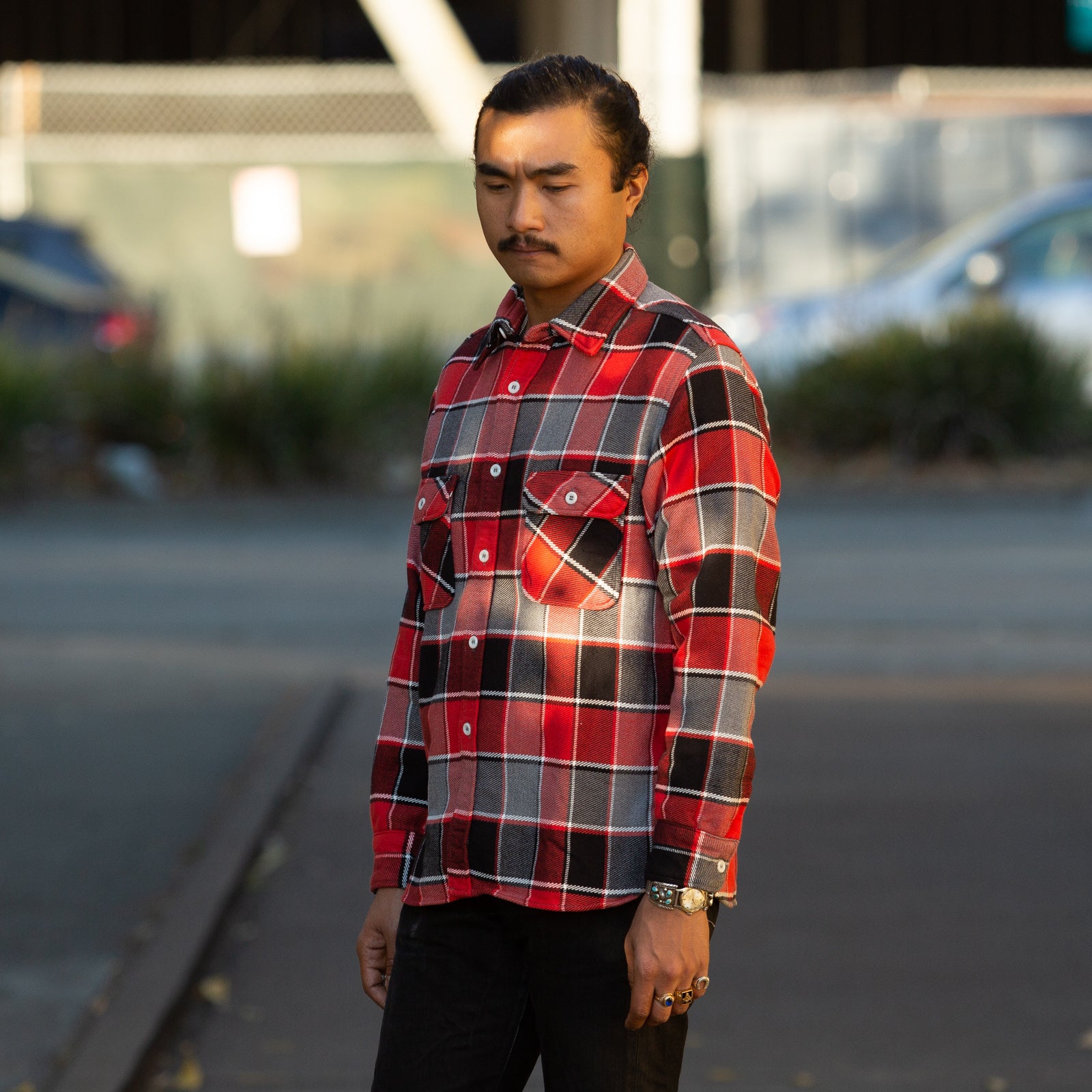 The Real McCoy's 8HU Napped Flannel Shirt / Tongass Plaid - Red - Standard & Strange