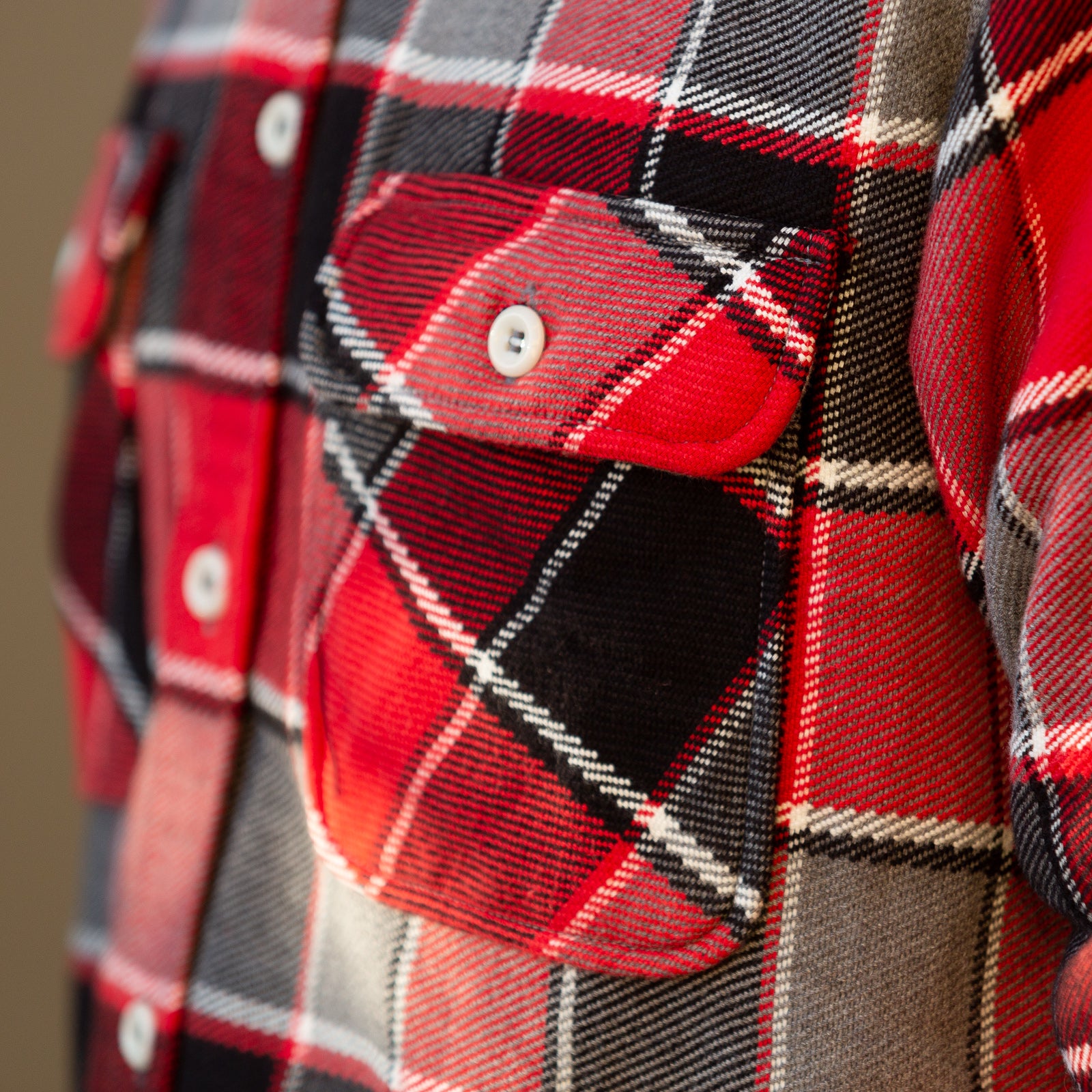 The Real McCoy's 8HU Napped Flannel Shirt / Tongass Plaid - Red - Standard & Strange