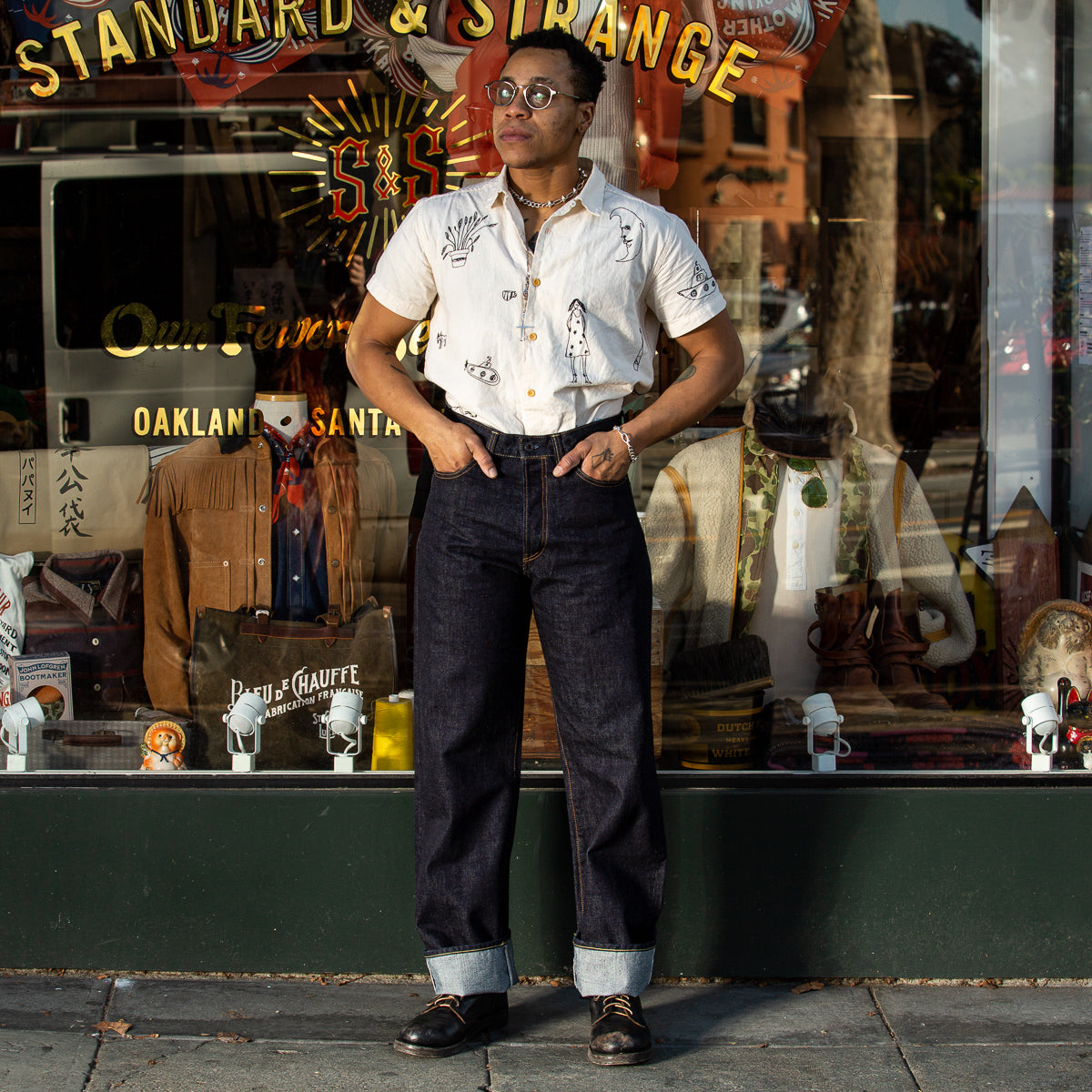 Black Sign BS Denim Pants Wide Straight - 14oz Indigo - Standard & Strange