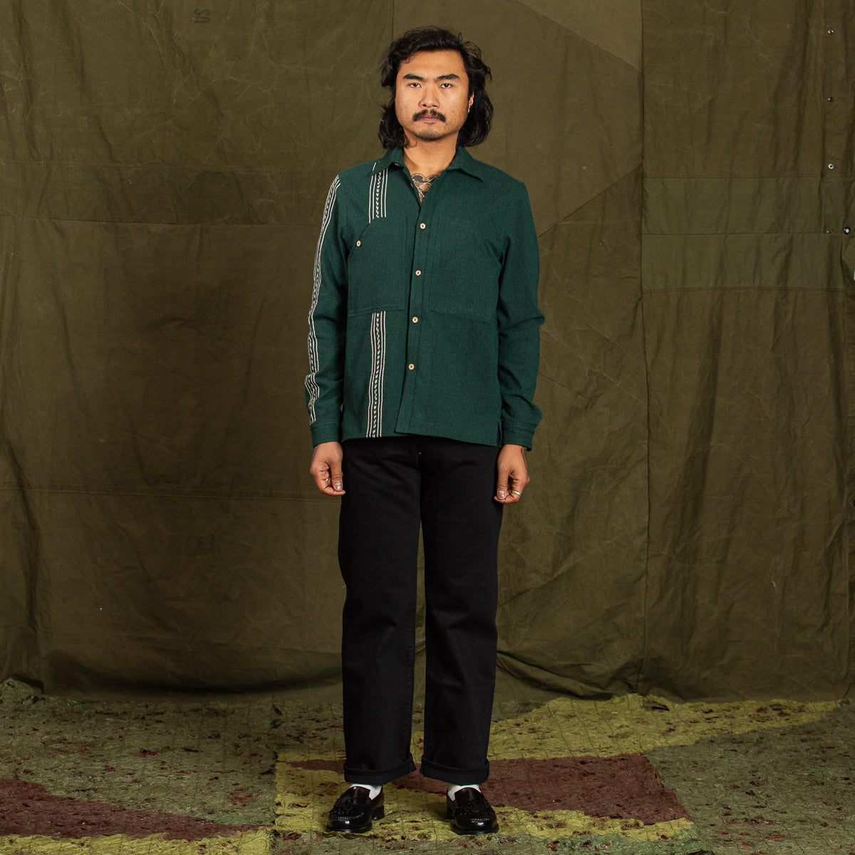 Graziano and Gutiérrez Work-Shirt - Green Striped - Standard & Strange