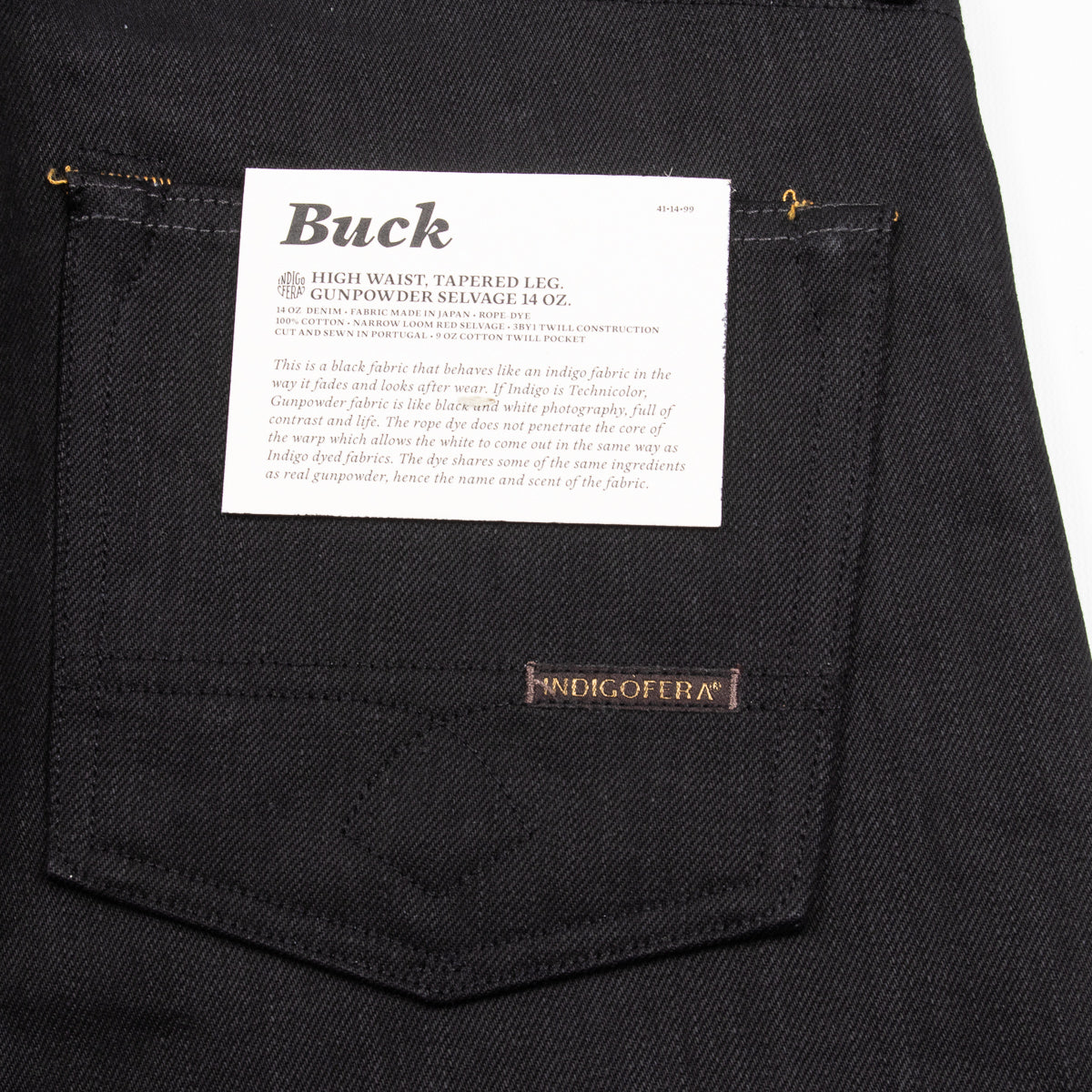 Indigofera Buck Tapered Fit - 14oz Gunpowder Black Selvedge - Standard & Strange