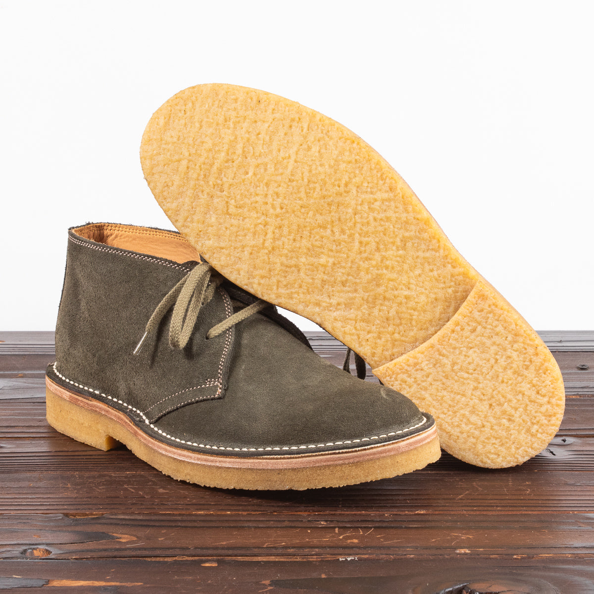 John Lofgren Desert Boots - Olive Suede - Standard & Strange