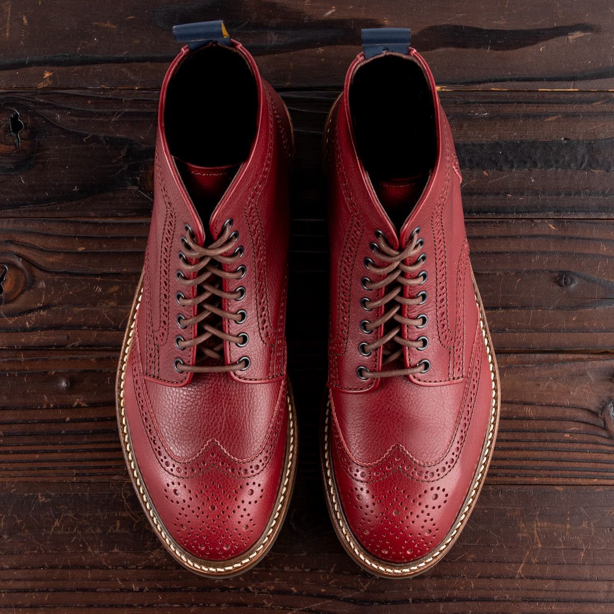 John Lofgren Glover Brogue Boots - Burgundy Vacchetta - Standard & Strange