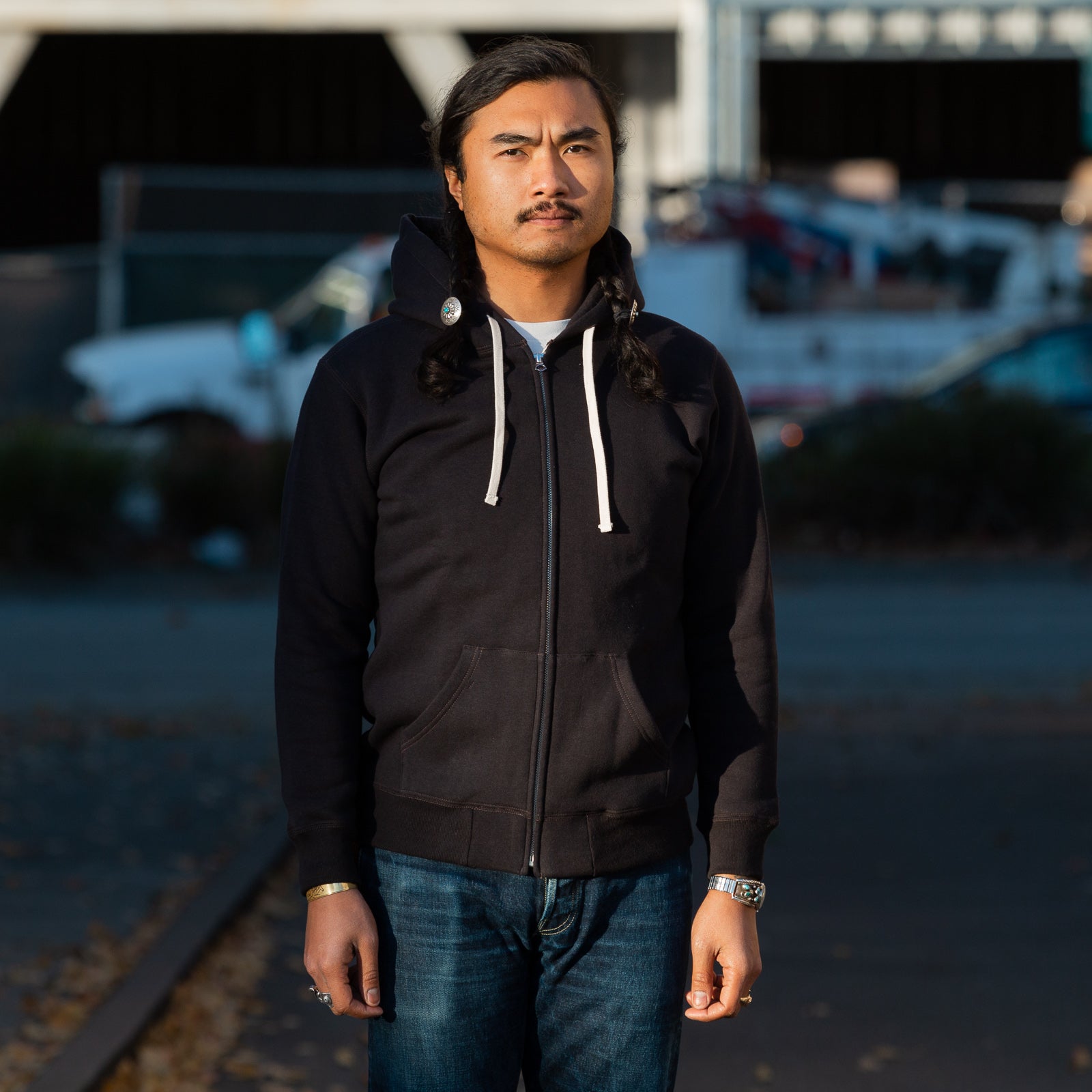 The Real McCoy's Loopwheel Full Zip Hoodie - Black - Standard & Strange