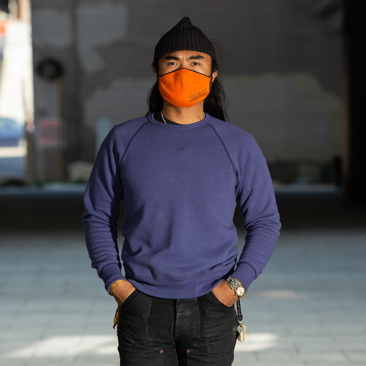 The Real McCoy's 9oz Loopwheel Raglan Sleeve Sweatshirt - MQ Navy - Standard & Strange