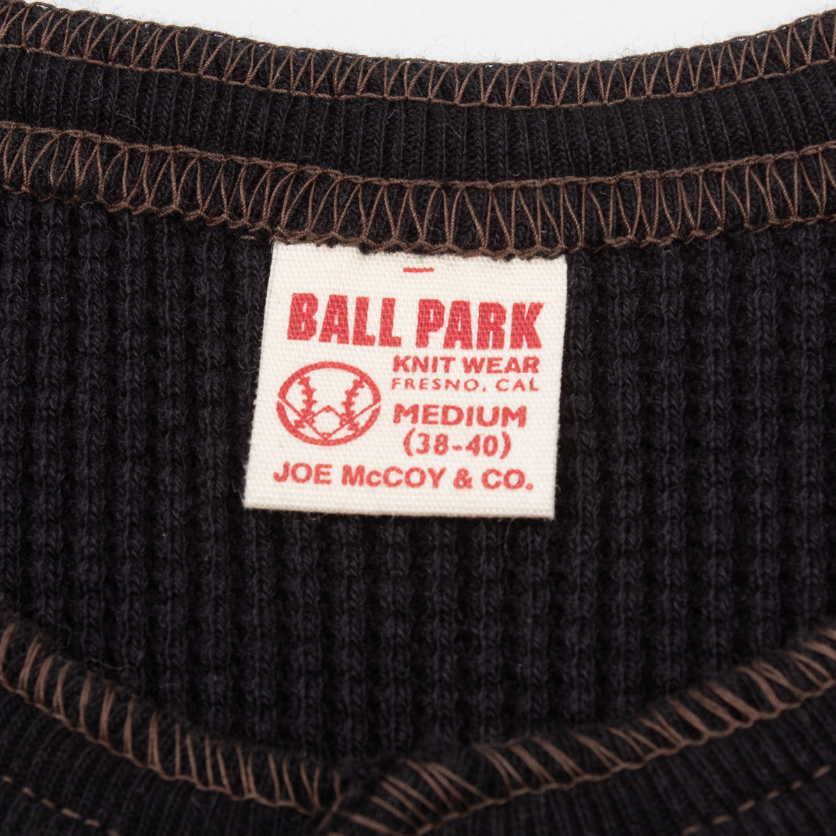 The Real McCoy's Joe McCoy Long Sleeve Waffle Henley - Black - Standard & Strange