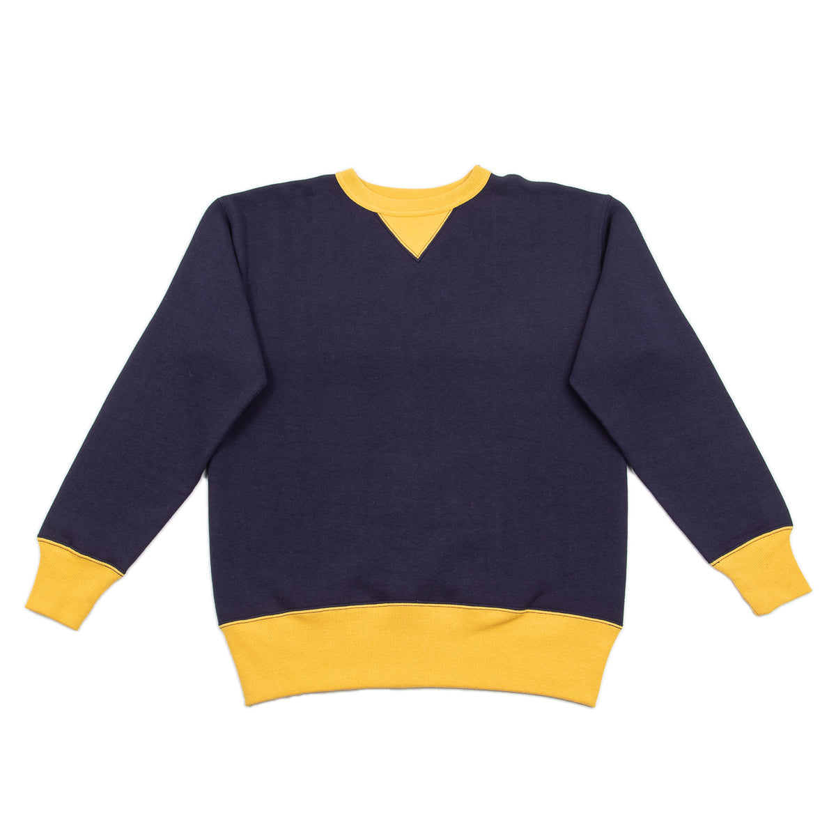 The Real McCoy's Loopwheel Crewneck Sweatshirt - Two-Tone Blue/Yellow - Standard & Strange