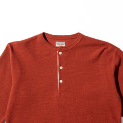 The Real McCoy's Western Cardigan Stitch Henley Shirt - Brick Red - Standard & Strange