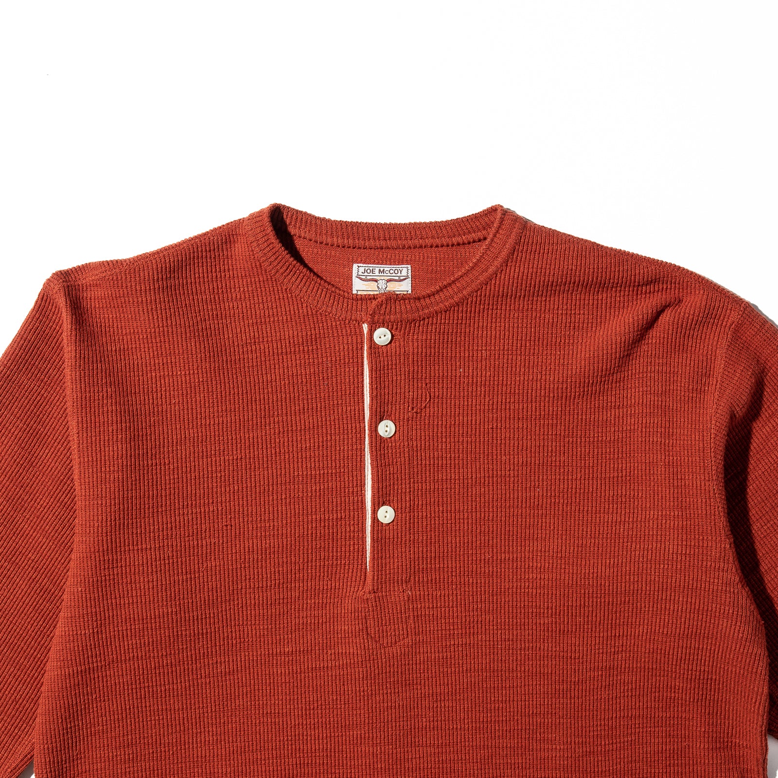 The Real McCoy's Western Cardigan Stitch Henley Shirt - Brick Red - Standard & Strange