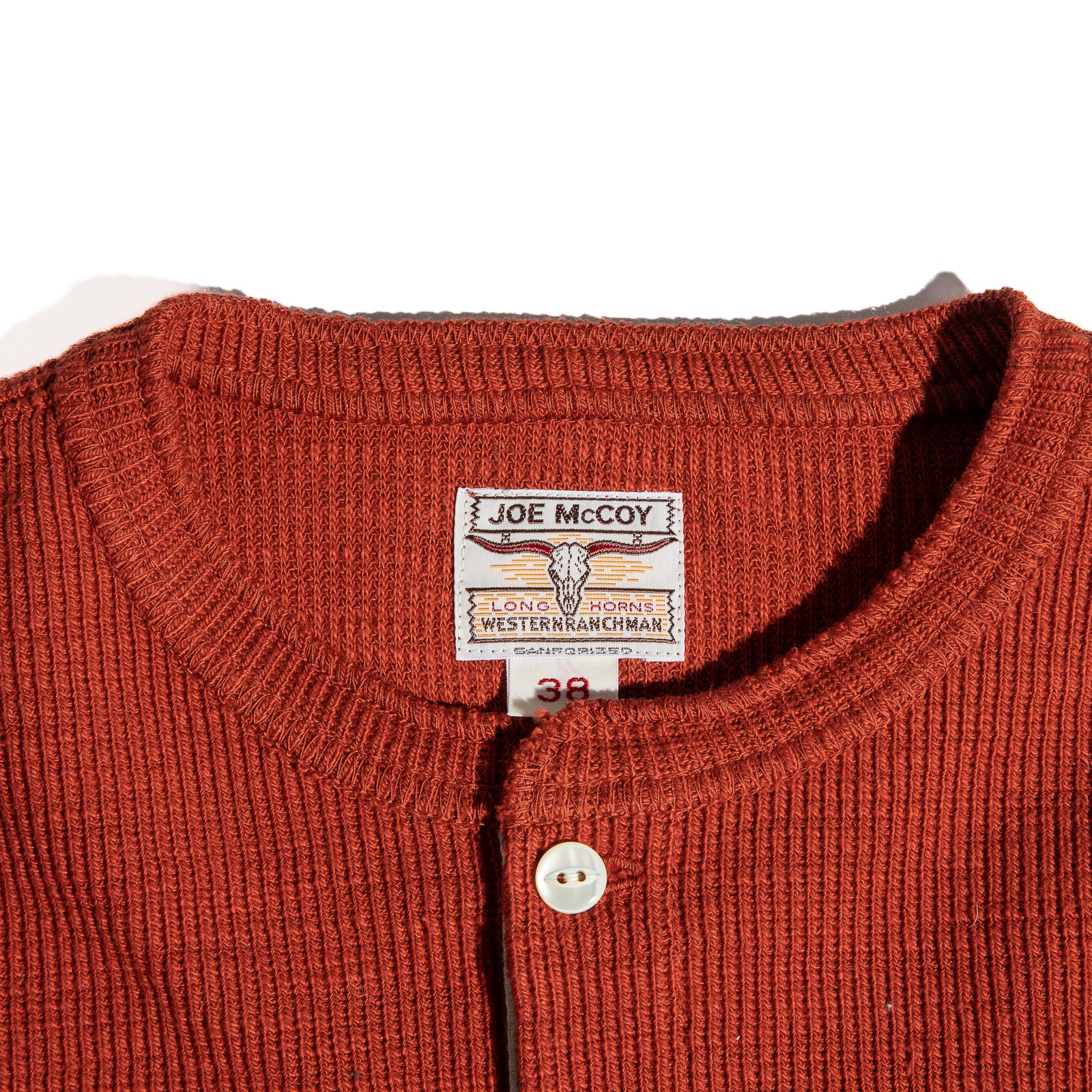 The Real McCoy's Western Cardigan Stitch Henley Shirt - Brick Red - Standard & Strange