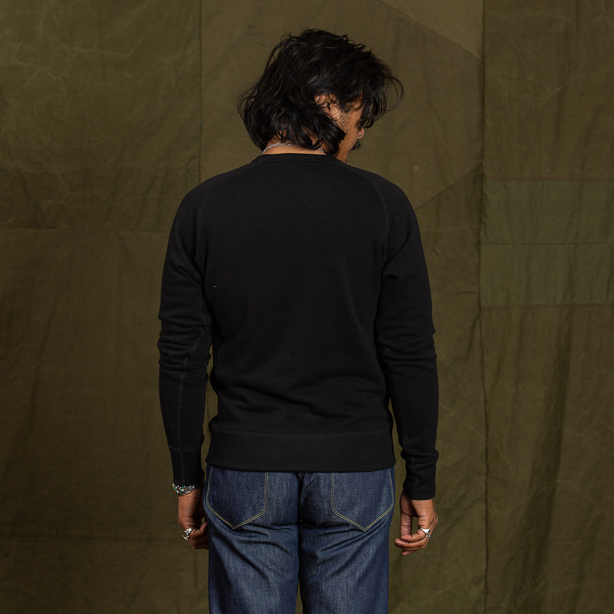 Standard & Strange Wakayama Special Loopwheel Raglan Crewneck Sweatshirt - Black - Standard & Strange