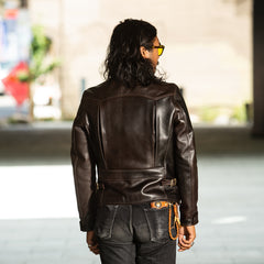 Y'2 Leather Black Hand Dyed Horsehide Double Rider Jacket (HR-56) - Standard & Strange