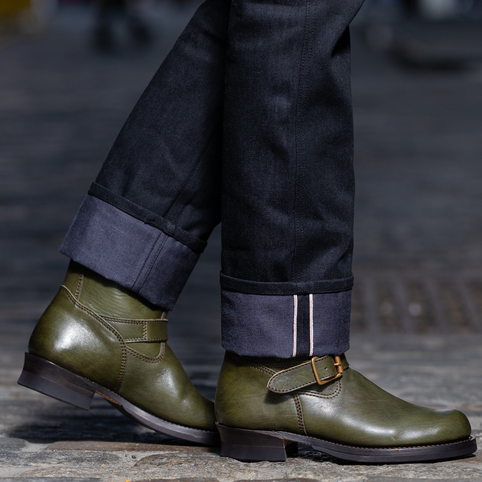 Y'2 Leather Engineer Boot - Olive Eco Horse (EB-01) - Standard & Strange