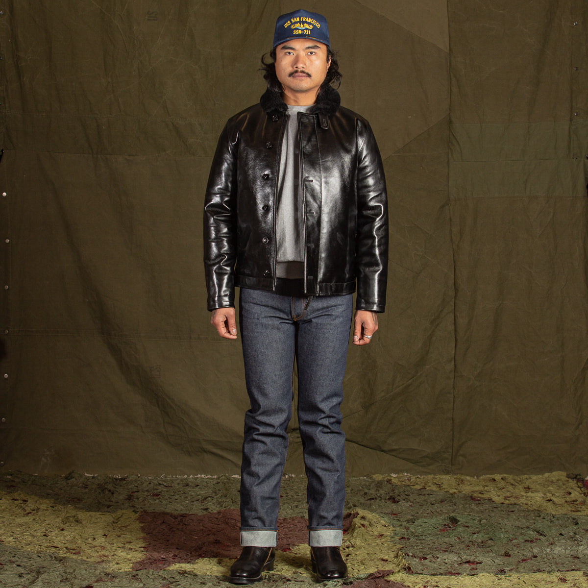 Y'2 Leather Aniline Horse N-1 Deck Jacket - Black (LN-1) - Standard & Strange