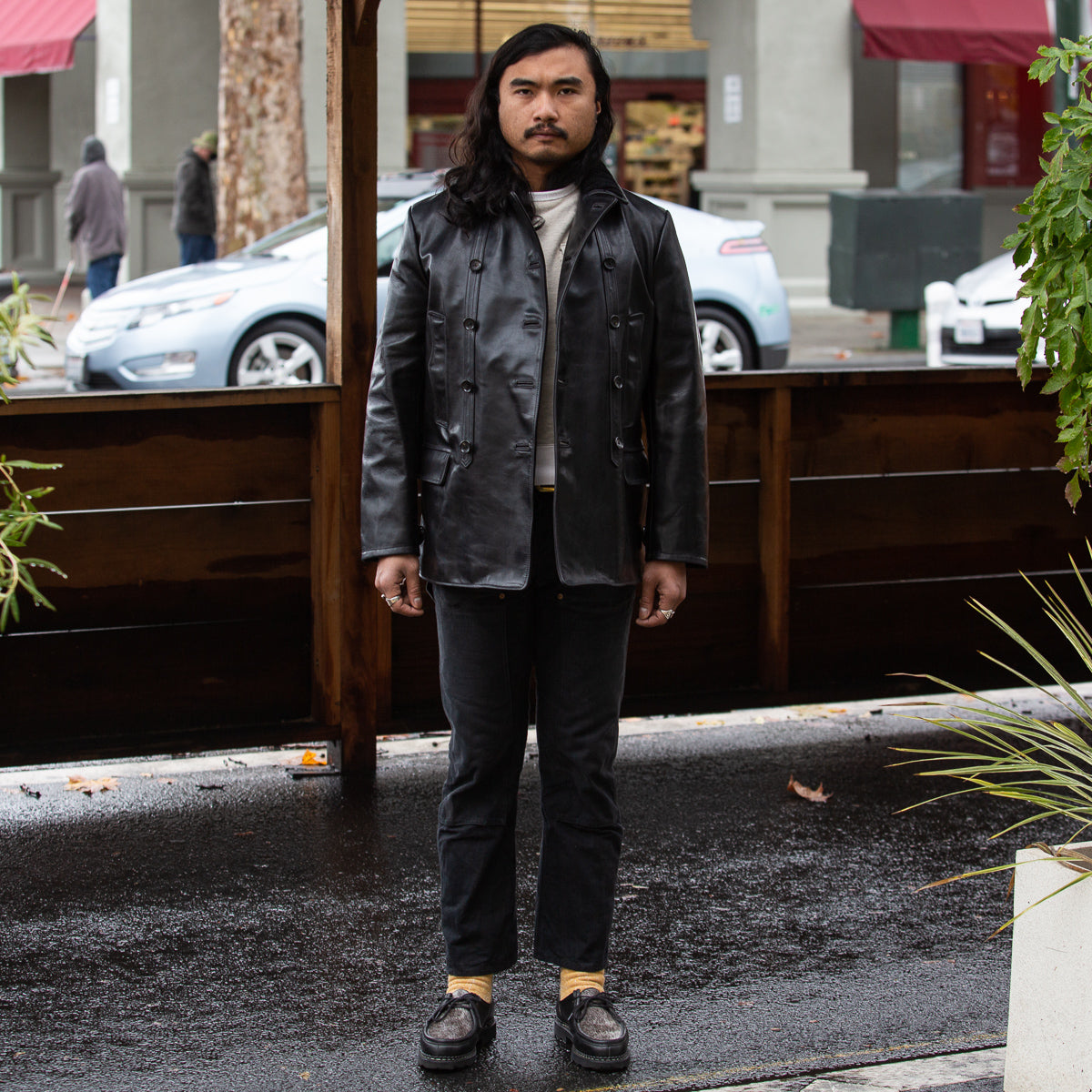 Y'2 Leather French Double Breasted Horsehide Jacket - Black - Standard & Strange