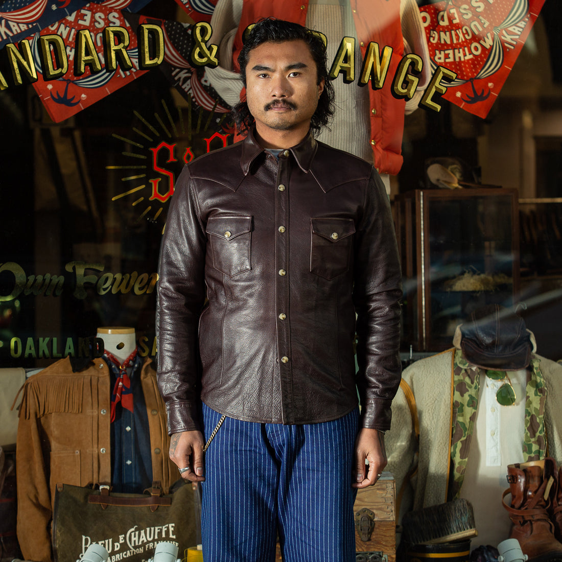 Y'2 Leather Steer Oil Western Shirt - Brown (SS-13) - Standard & Strange