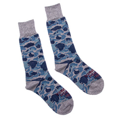 John Lofgren Two Pack Socks - Camo Blue  x Grained Navy Gray - Standard & Strange
