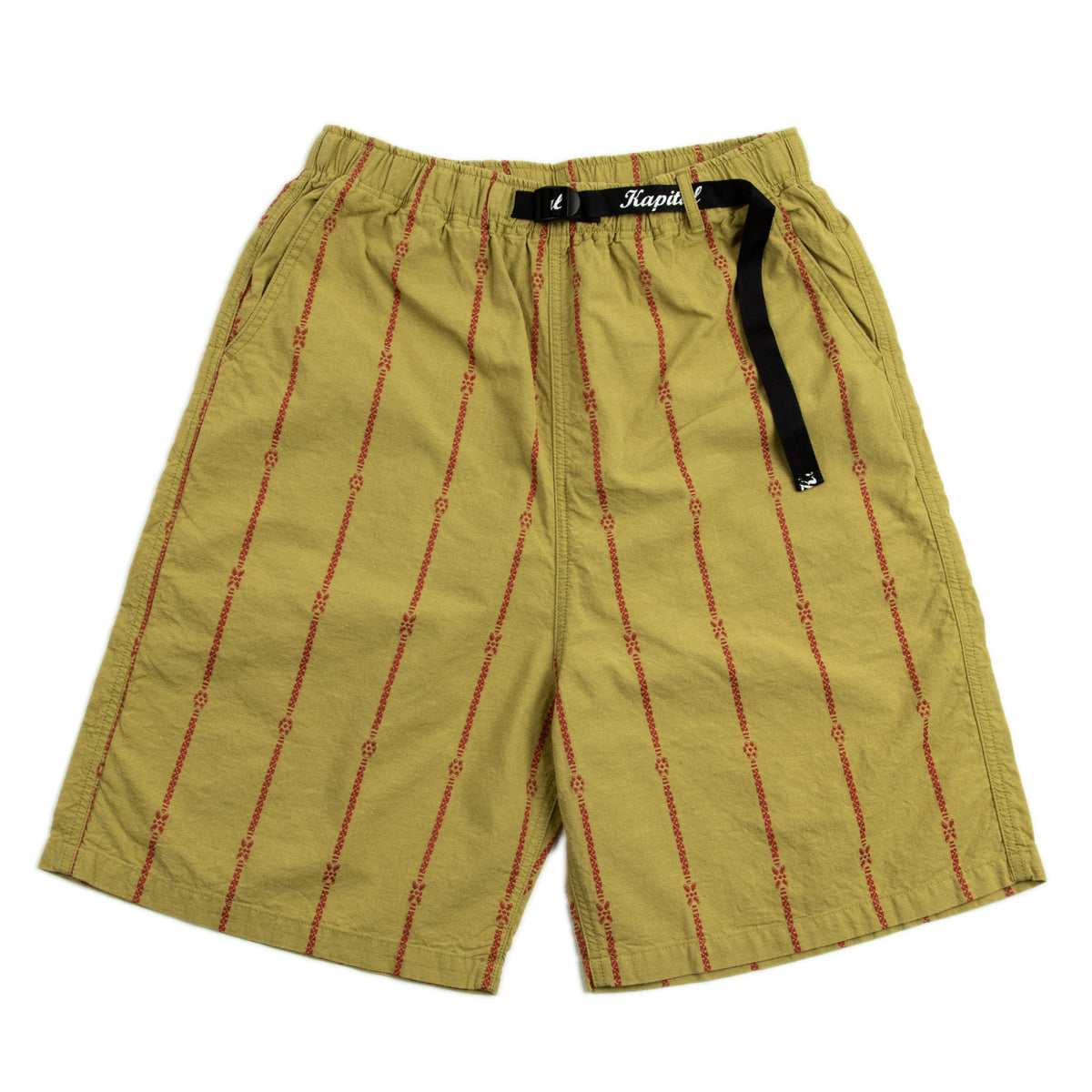 Kapital Cotton Linen SIAM Stripe EASY Shorts - Light Khaki - Standard & Strange