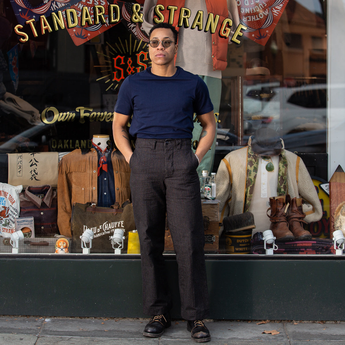 Merz b. Schwanen 1950s Lightweight Loopwheeled Tee - Ink Blue - Standard & Strange