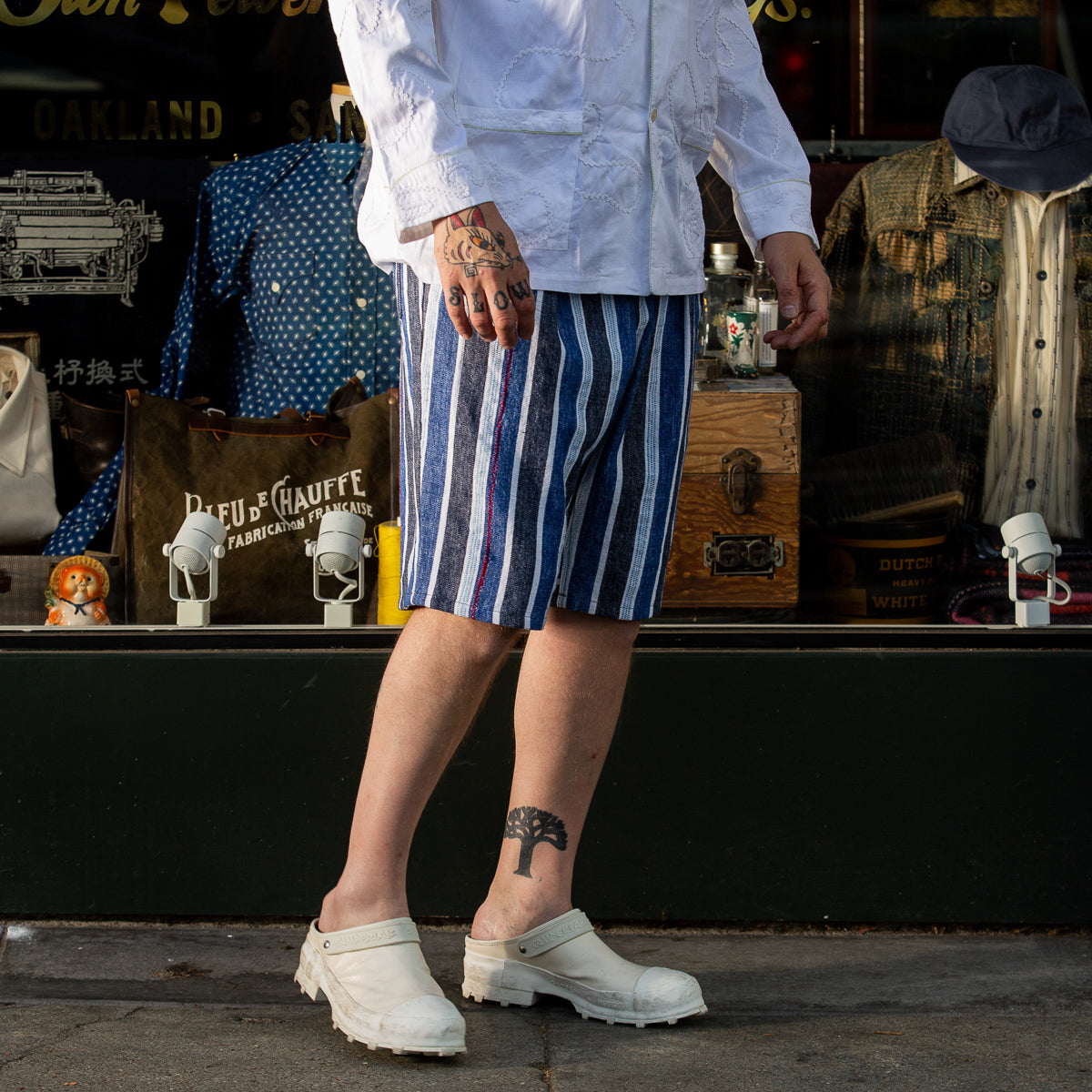Monitaly Drop Crotch Shorts - Indigo Mud Cloth - Standard & Strange