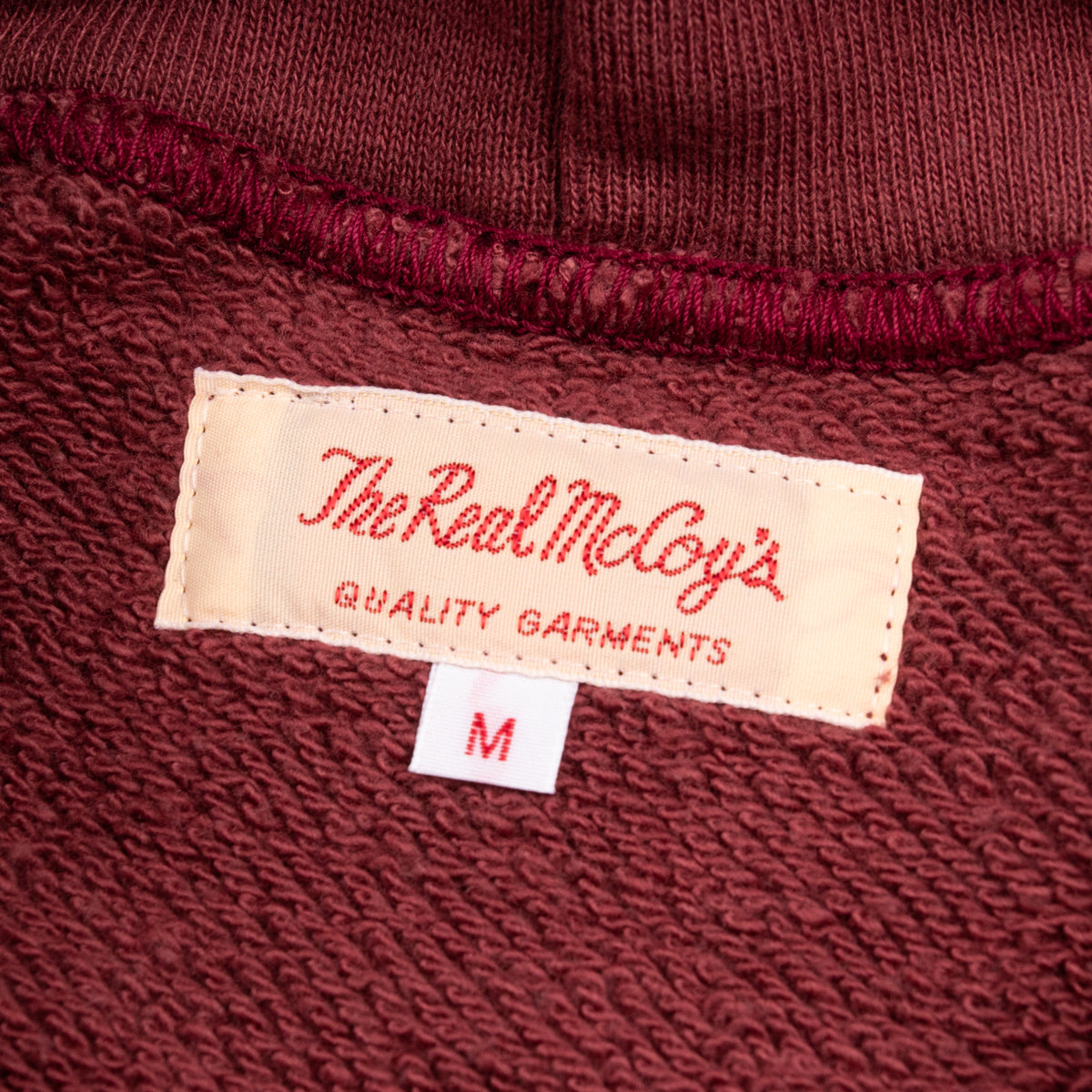 The Real McCoy's 9oz Loopwheel Pullover Hoodie - Maroon - Standard & Strange
