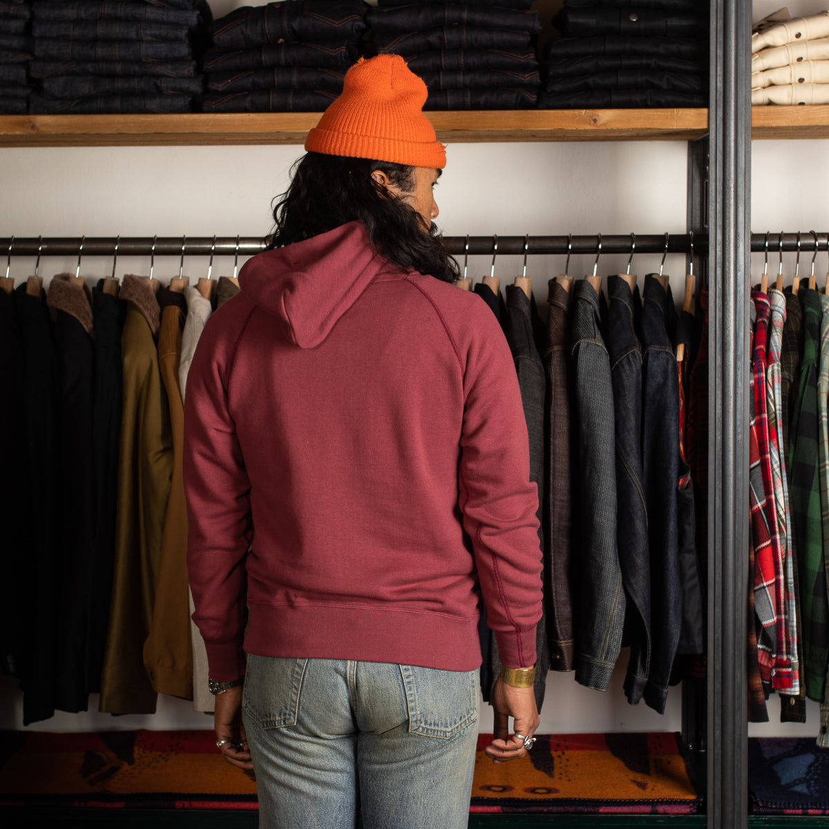 The Real McCoy's 9oz Loopwheel Pullover Hoodie - Maroon - Standard & Strange