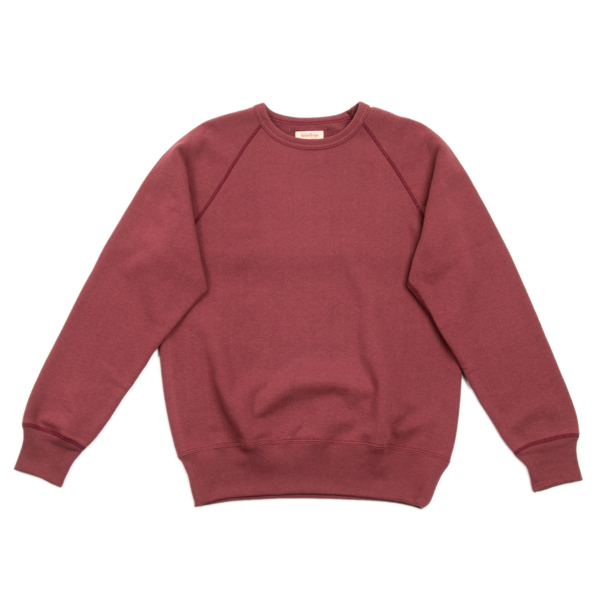 The Real McCoy's 9oz Loopwheel Raglan Sleeve Sweatshirt - Maroon - Standard & Strange
