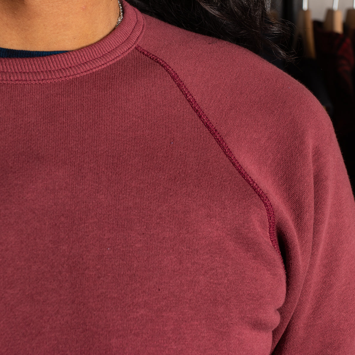The Real McCoy's 9oz Loopwheel Raglan Sleeve Sweatshirt - Maroon - Standard & Strange