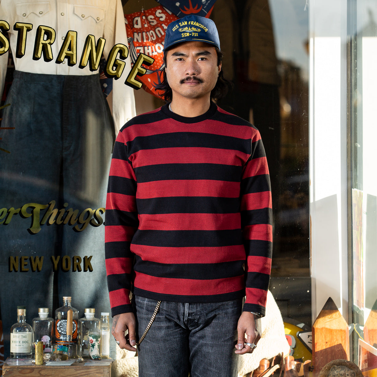 The Real McCoy's Buco Heavy Stripe Racing Jersey - Red/Black - Standard & Strange