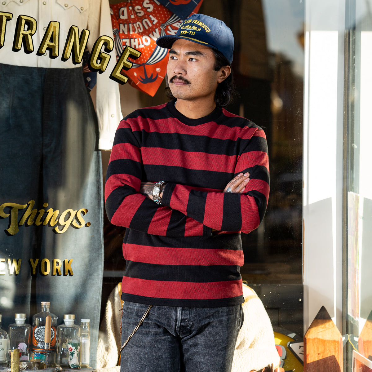 The Real McCoy's Buco Heavy Stripe Racing Jersey - Red/Black - Standard & Strange