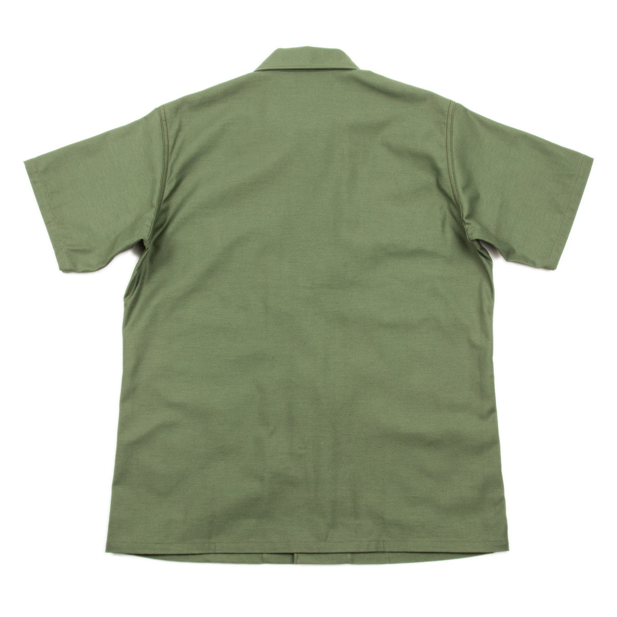 The Real McCoy's Cotton Sateen Shirt S/S - Olive Green - Standard & Strange