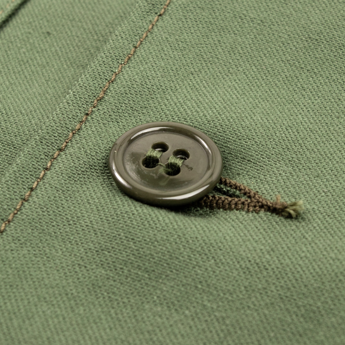 The Real McCoy's Cotton Sateen Shirt S/S - Olive Green - Standard & Strange