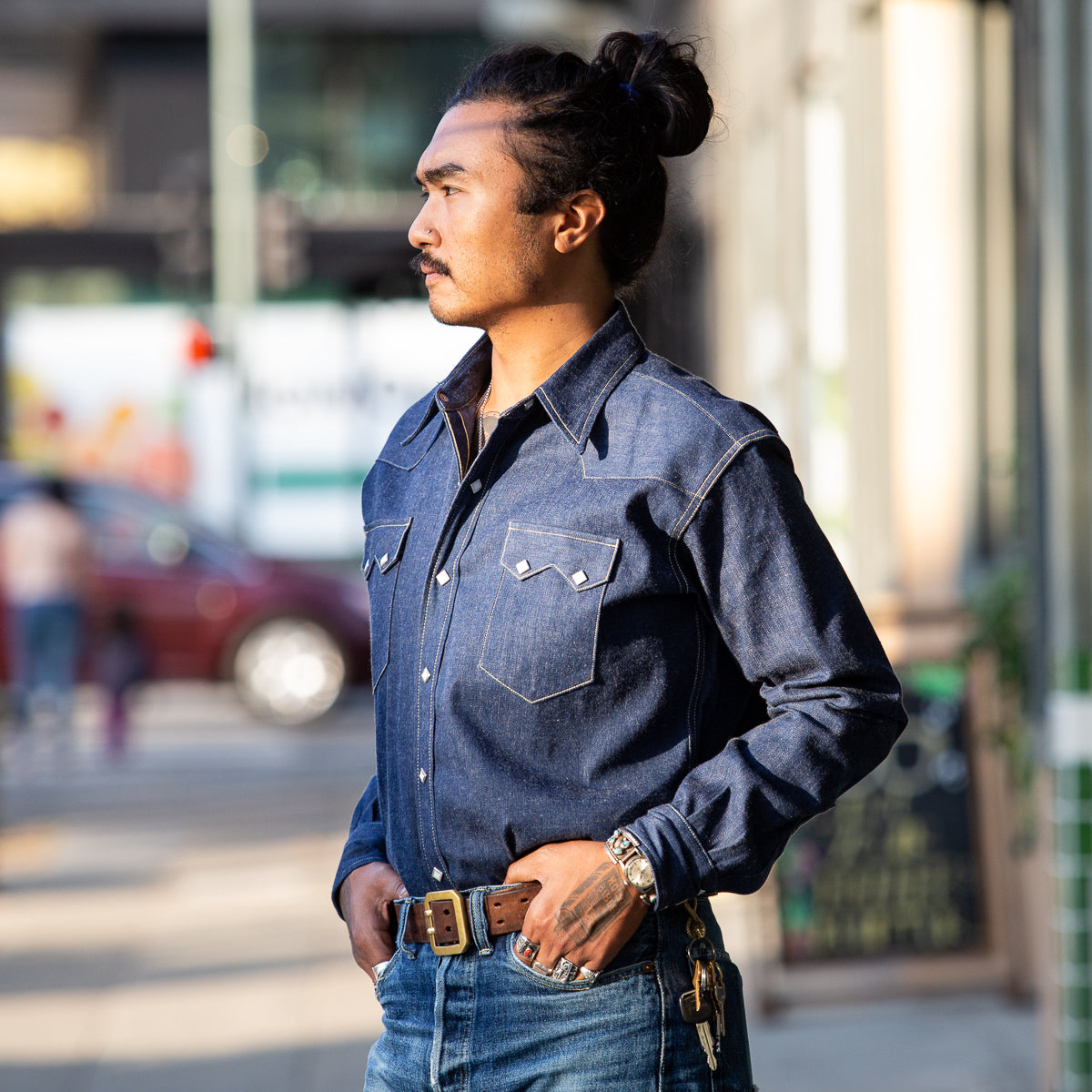 The Real McCoy's Denim Western Shirt / Sawtooth - Indigo - Standard & Strange