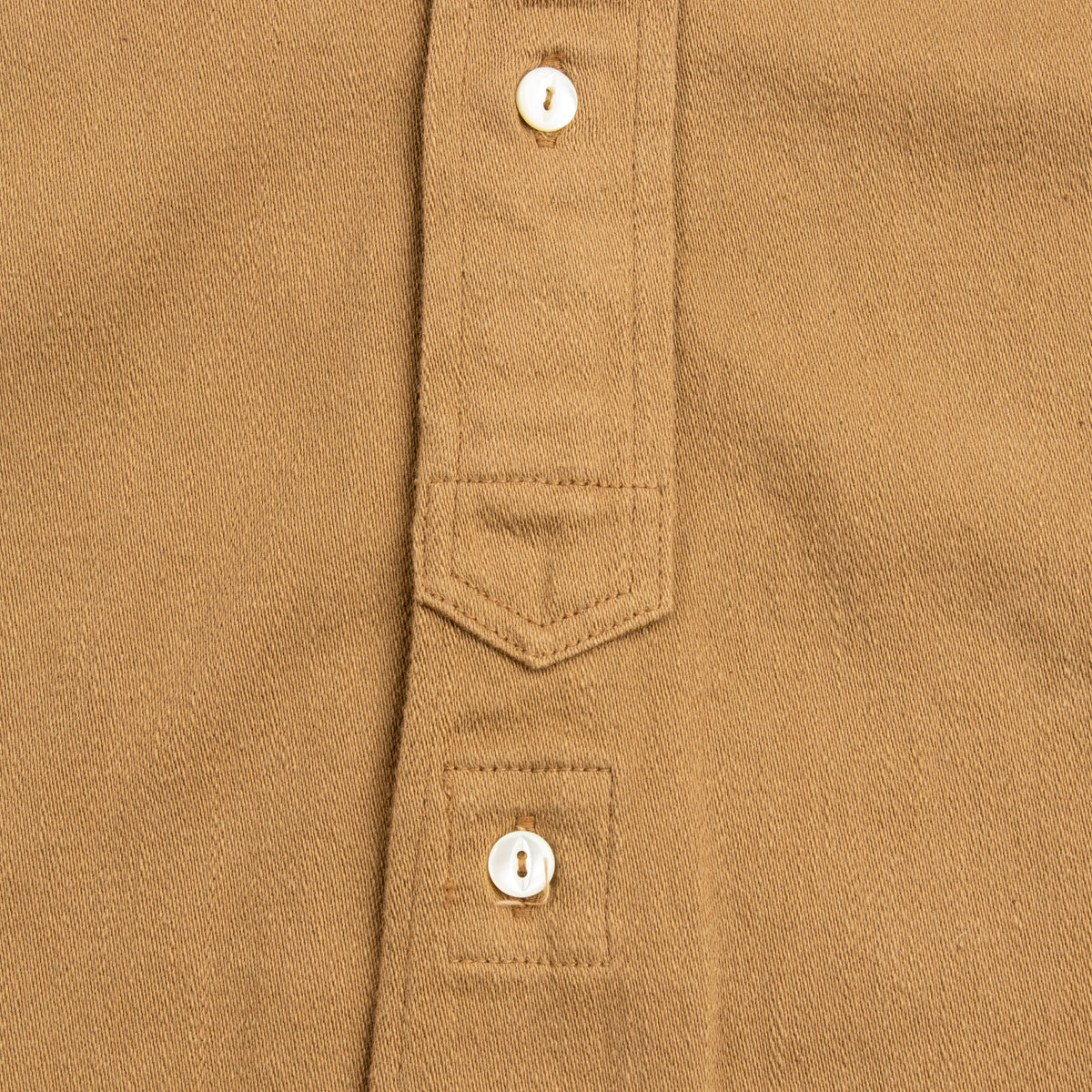The Real McCoy's Double Diamond Band Collar Sateen Shirt - Khaki - Standard & Strange