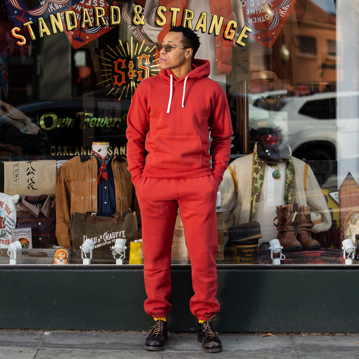 The Real McCoy's Loopwheel Pullover Hoodie - Cherry Red - Standard & Strange