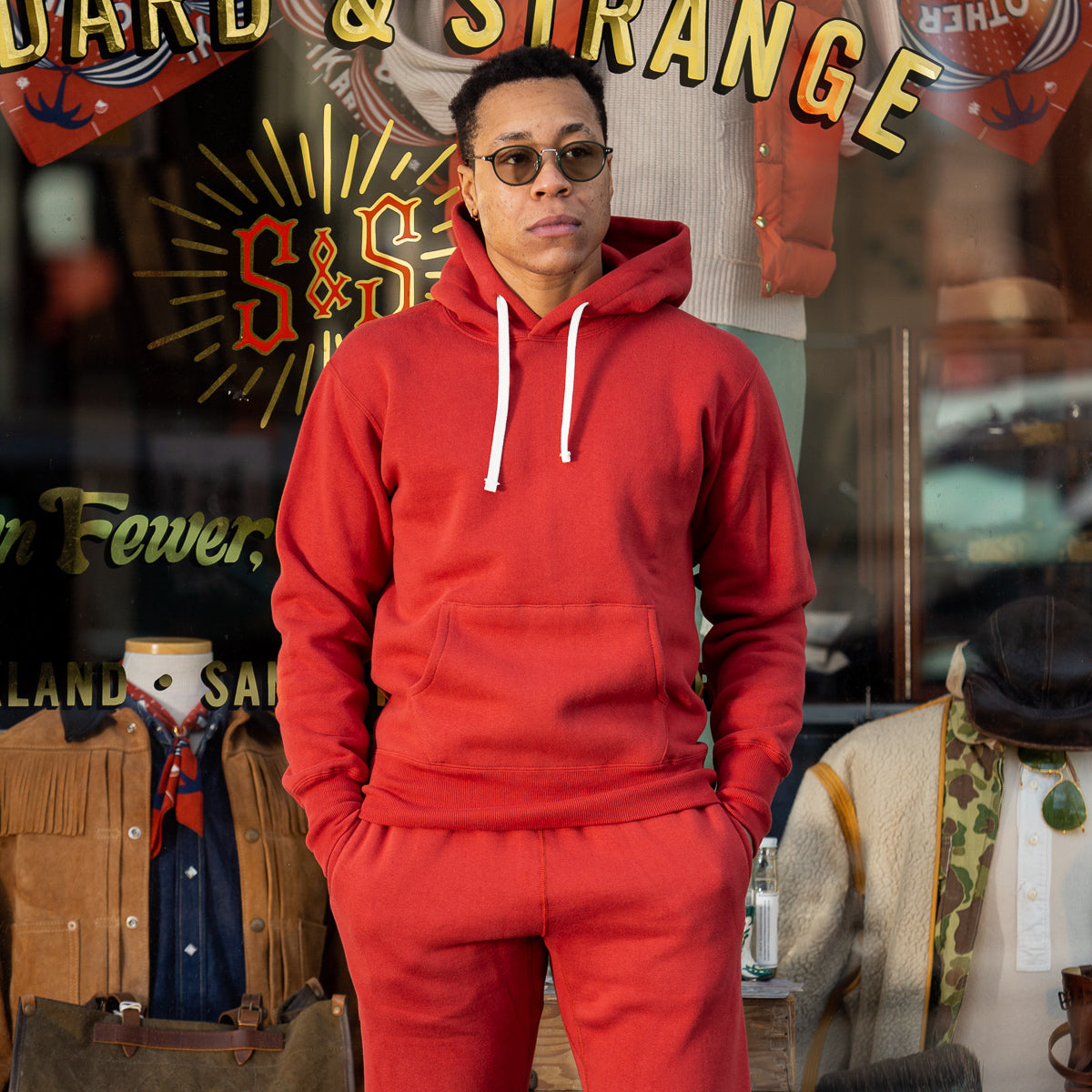 The Real McCoy's Loopwheel Pullover Hoodie - Cherry Red - Standard & Strange