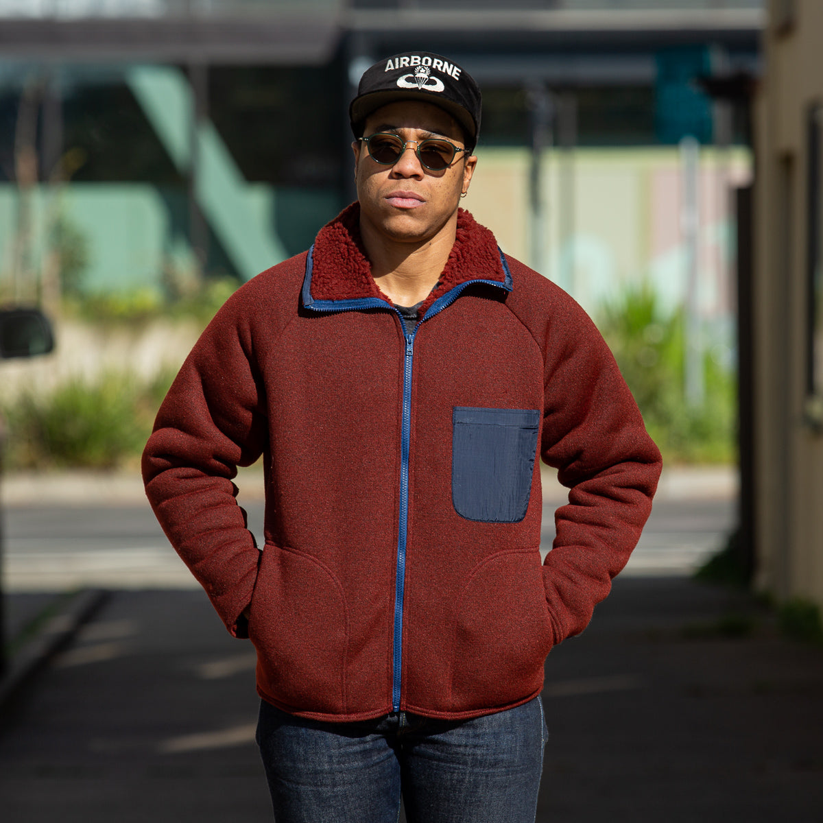 The Real McCoy's Outdoor Pile Cardigan - Brick Red - Standard & Strange