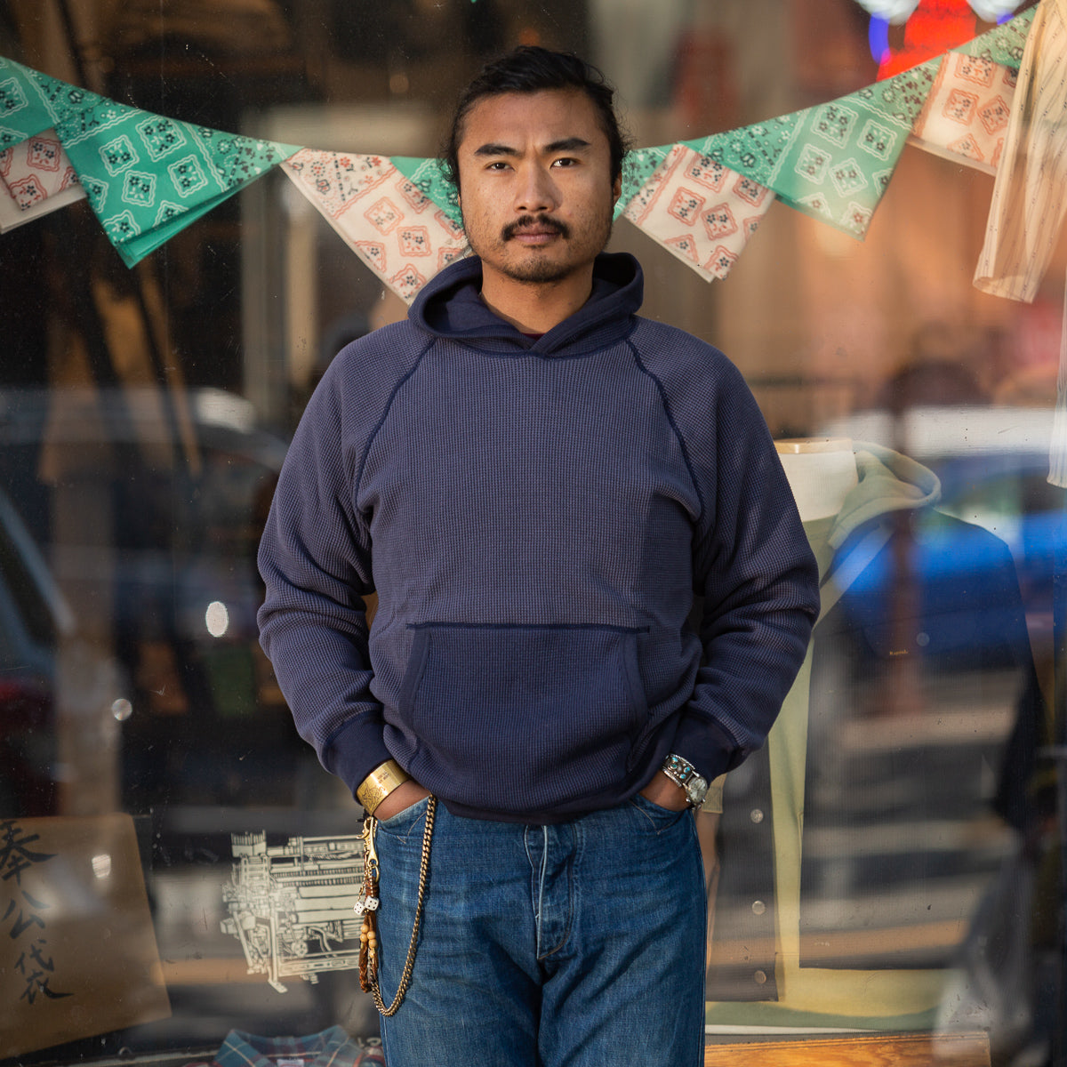 The Real McCoy's Thermal Sweatshirt (Two-Tone) - Navy - Standard & Strange