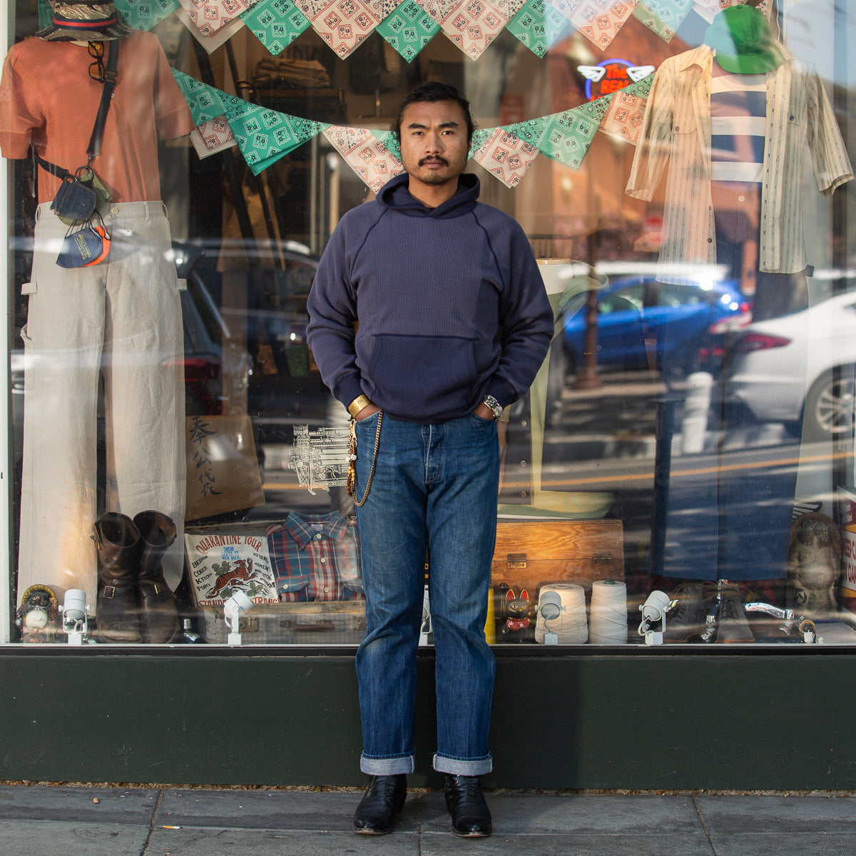 The Real McCoy's Thermal Sweatshirt (Two-Tone) - Navy - Standard & Strange