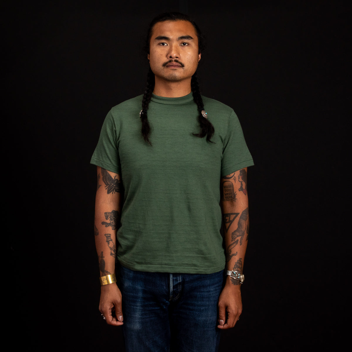 Warehouse Slub Cotton Tee - Green - Standard & Strange