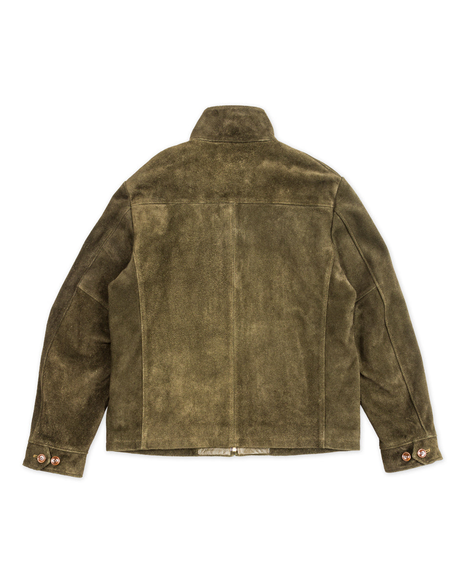 Y'2 Leather Steer Suede Swing Top Jacket - Olive (TB-148) - Standard & Strange