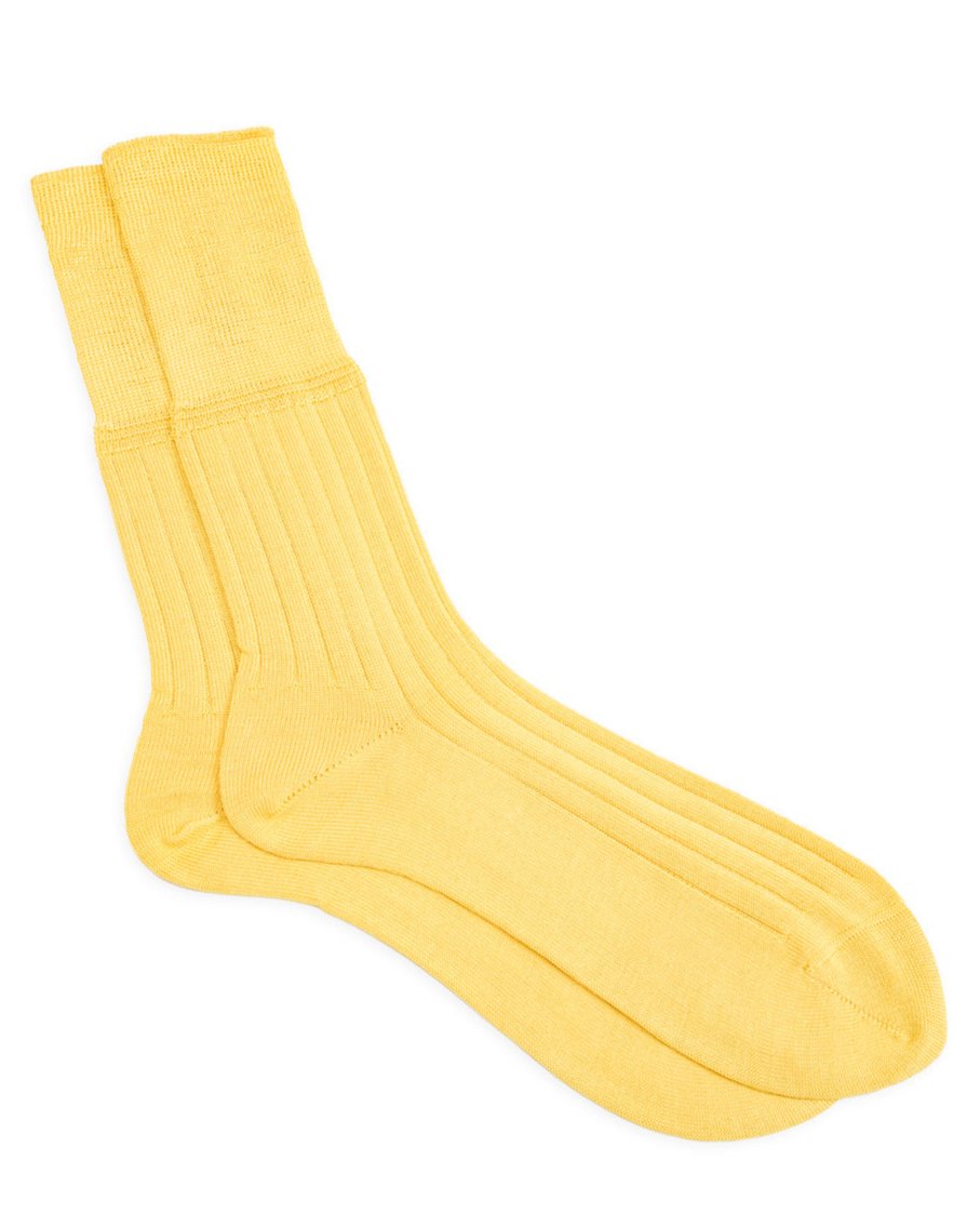 Olde Homesteader & Daughter Silk Rib Socks - Citron - Standard & Strange