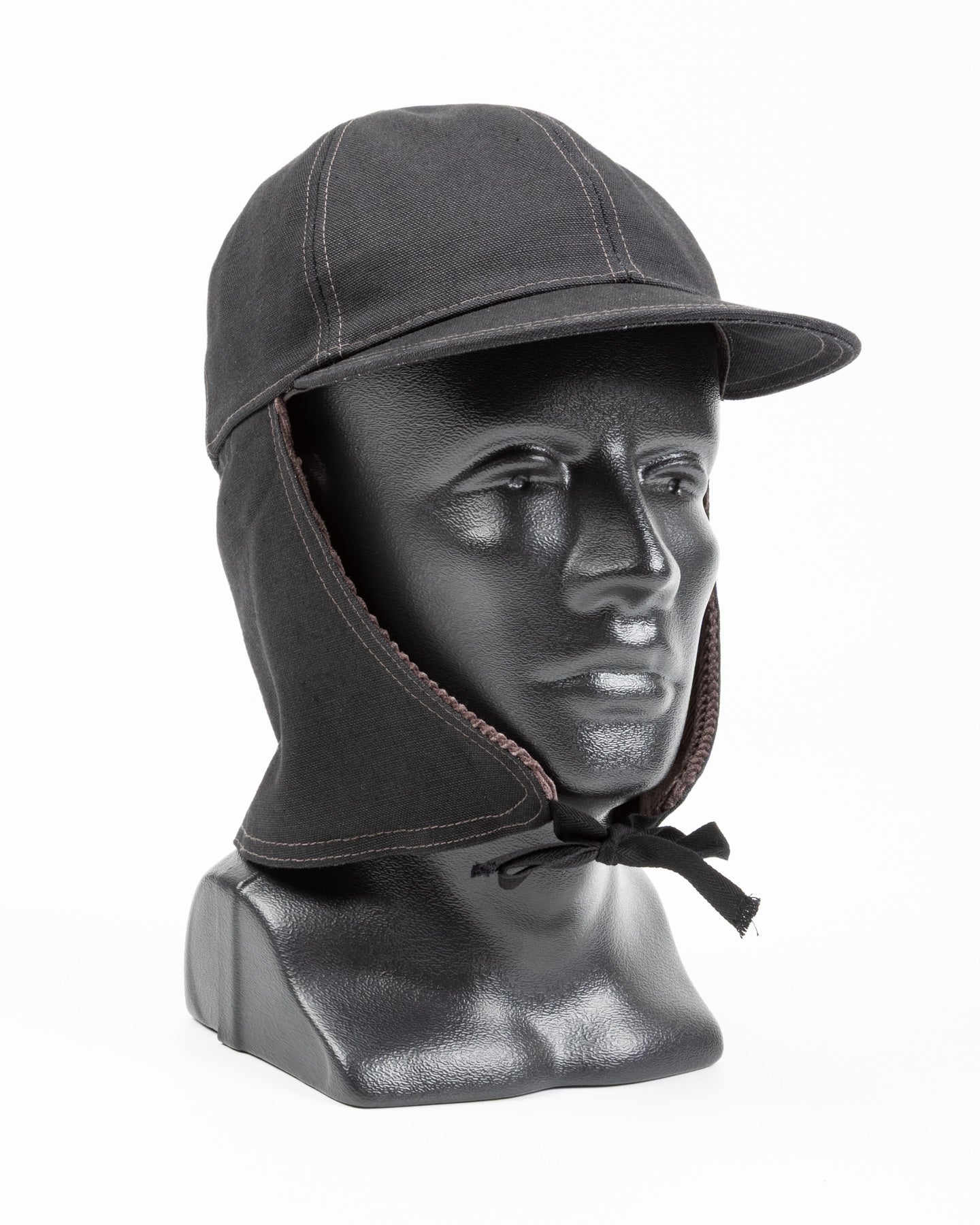 The Real McCoy's Buco Cotton Canvas Windproof Riding Cap - Black - Standard & Strange