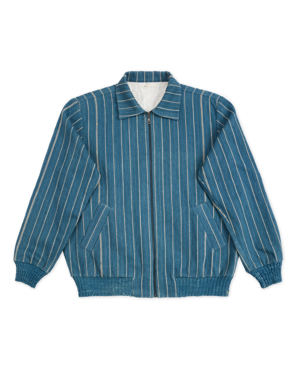 11.11 Nick Bomber - Yarn Dyed Stripe Turquoise Denim - Standard & Strange